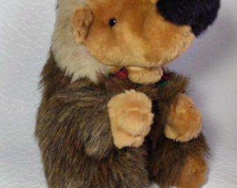 Vintage Retro Hedgehog Plushie Toy: Long Nose, Bow
