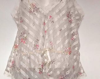 Vintage Lily Of France Gossard Striped M Camisole Top Sheer Lingerie Medium Union Made