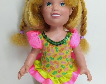 1987 Playskool Dolly Surprise Tippy toes Growing Hair Doll Toy Redhead Works