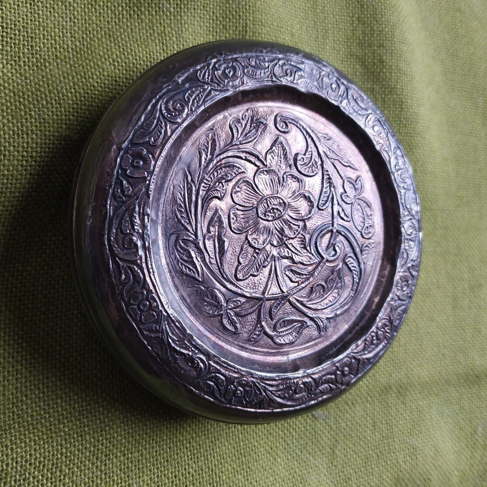 Vintage Red Celluloid Box With Silver Foil Soft Sheet Embossed Flowers ...