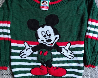 Vintage Mickey Mouse Christmas Sweater - Kids Size 2T/3T - Made in USA