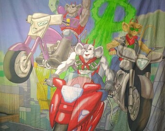 Biker Mice From Mars Bedding Duvet Cover | Retro Cartoon Print | Used | 202cm x 140cm