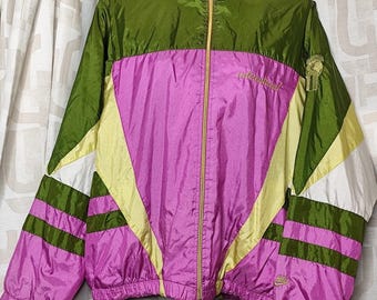 Vintage Y2K Nike International Windbreaker Jacket Size Small Color Block Pink yellow green golden embroidery