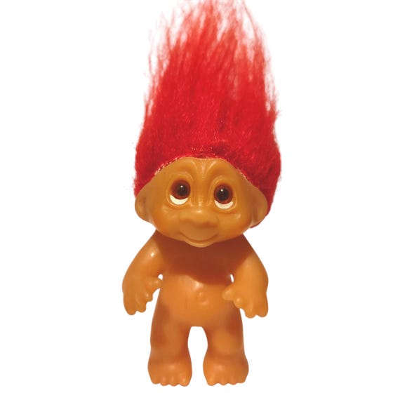 Vintage 1985 Thomas DAM Troll Doll Red Hair White Under Eyes