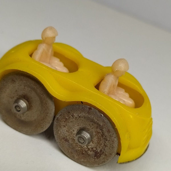 1960 plastic tin metal track car yellow From Cosmo Roller Coaster toy