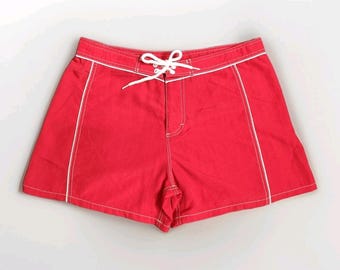 Thousand Mile Usa Lifeguard Swimming Shorts Trunks Red Mens Size 11 Vintage y2k