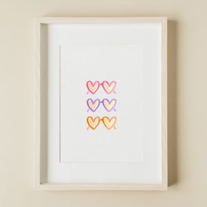 Heart Sunglasses Art Print | Watercolor Sunglasses Art Print | Girl Room Wall Art | Summer Wall Art | Kids Room Decor | Instant Download