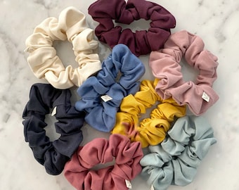 Coleteros de algodón orgánico en colores lisos, pulsera para el pelo para mujer, regalo para mamá primeriza.