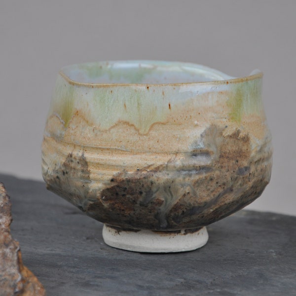 Stoneware wabi-sabi chawan tea cup 'The feeling of Autumn II' by Vilé, one of a kind