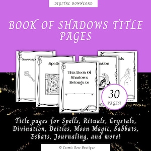 Book Of Shadows Title Pages Digital Download | Printable