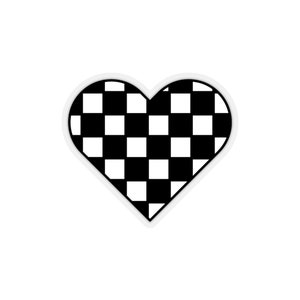 White And Black Checkered Heart Sticker