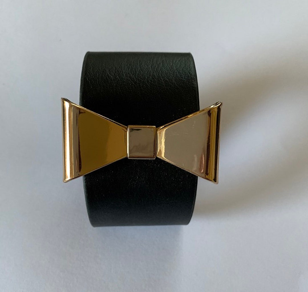 Black and Gold Bow Cuff Bracelet Etsy