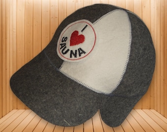 Base Logo Sheep Wool Sauna Hat – 100% Natural Felt Banya Cap, Handmade Finnish Steam Room & Heat Protection, Unisex Spa Gift for Him and Her