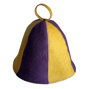 Wool Sauna Hat Violet & Mustard
