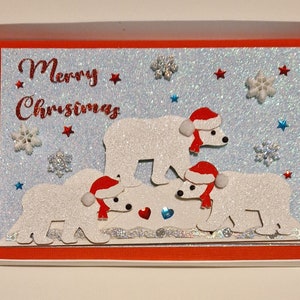 Handmade Personalised Christmas Penguin/Polar Bears Card