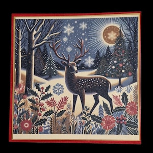 Lot de 10 cartes de Noël animaux des bois/cerfs de luxe