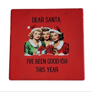 Vintage Style Coloured Christmas Ceramic Coasters