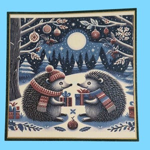 Lot de 10 cartes de Noël animal/hérisson des bois de luxe