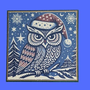 Lot de 10 cartes de Noël animaux des bois/hiboux