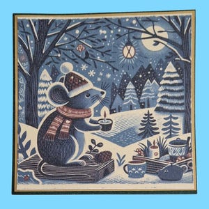 Lot de 10 cartes de vœux de Noël animaux des bois/souris
