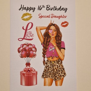Carte d'anniversaire personnalisée faite main pour tous les 16 ans et tous les âges