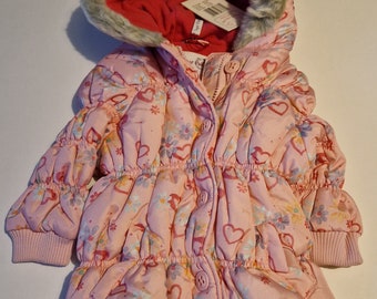 Pink Baby jacket with Faux Fur hood