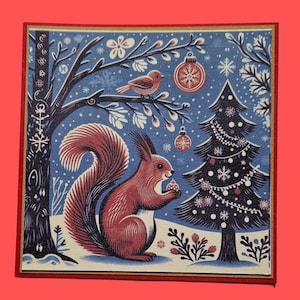 Lot de 10 cartes de Noël animaux de la forêt/écureuils