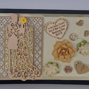 Tarjeta de boda/aniversario de oro hecha a mano y personalizada