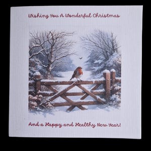 Handmade Packet of 10 Robin and Snowman Christmas Cards/Card/Coaster Set/Card/Coaster & Mug Set