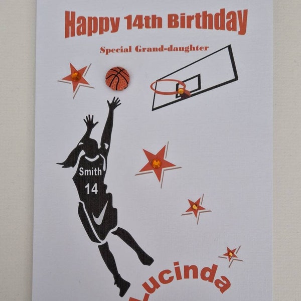 Handmade Female Basketball Player Birthday Card