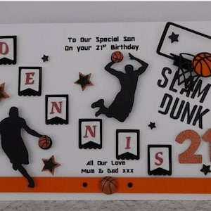 Cartão de aniversário feito à mão para jogador de basquete