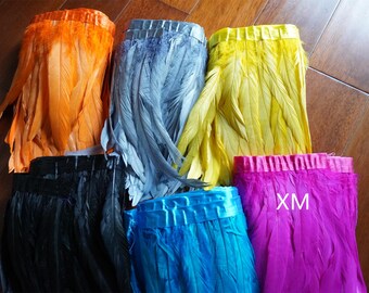 28 colors 2 meters 9-11 inches wide rooster tail feather Trims fringe dress feather Accessories Holiday Decorations