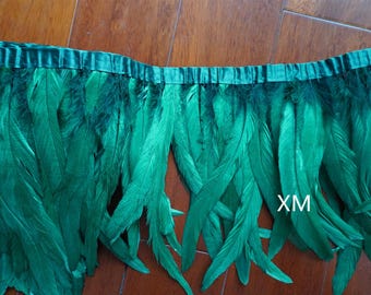 28 colors 2 meters deep green 9-11 inches wide rooster tail feather Trims fringe dress feather Accessories Holiday Decorations