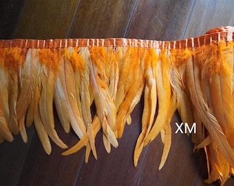 2 meters orange 9-11 inches wide rooster tail feather Trims fringe Needlework Accessories dress feather Accessories Holiday Decorations