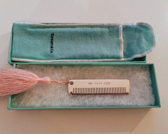 Tiffany &Co 1837 Baby Comb With Pink Tassel In Sterling Silver