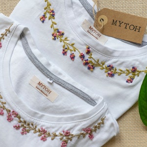 Hand-embroidered t-shirt/ Customized T-Shirt / Made in Italy / Flower's T-shirt / Embroidered tshirt