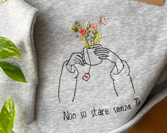 Hand-embroidered sweatshirt/ Customized sweatshirt / Hand embroidery