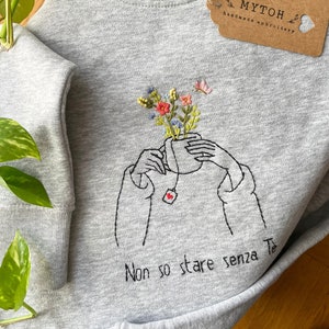 Hand-embroidered sweatshirt/ Customized sweatshirt / Hand embroidery