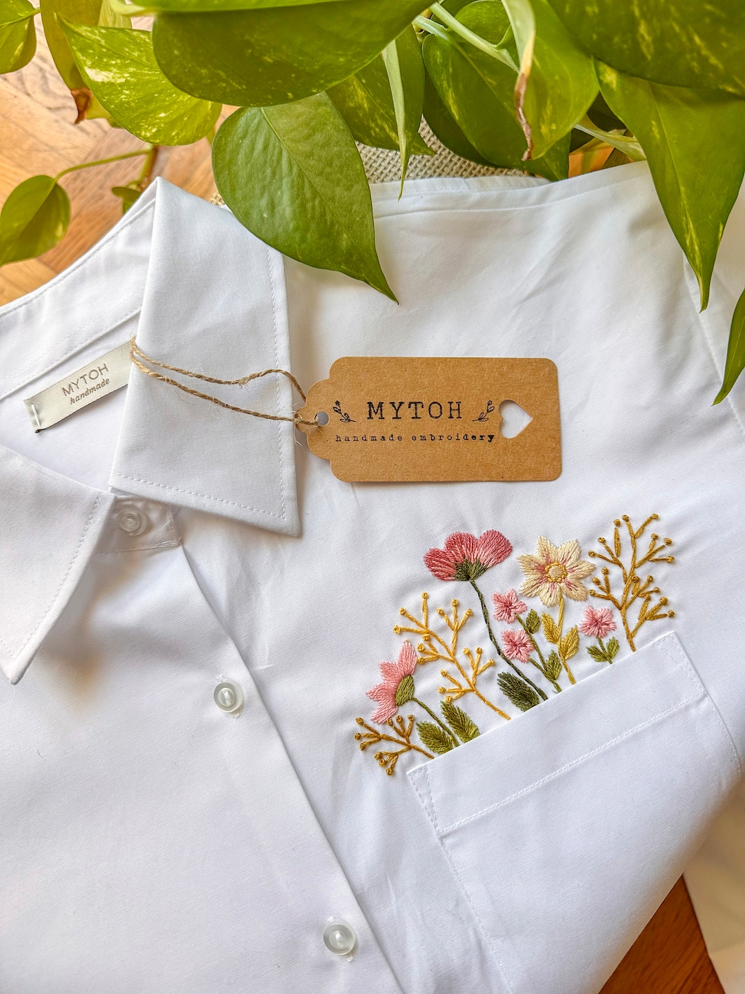 Mytoh Women's Personalized Shirt, Hand-embroidered, 100% Cotton
