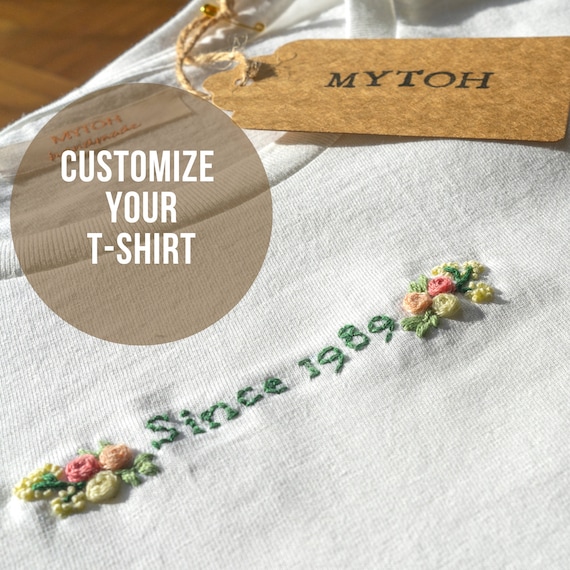 Hand-embroidered T-shirt/ Customized T-shirt / Made in Italy / Flower's T- shirt / Embroidered Tshirt 