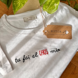Mytoh Gepersonaliseerd t-shirt, handgeborduurd, 100% katoen. Sjabloon met zin.