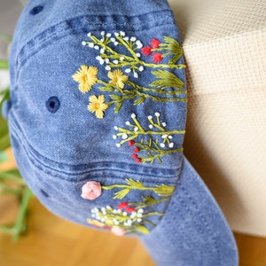 Custom Hand Embroidered Vintage Style Hat / Floral Hat / - Etsy