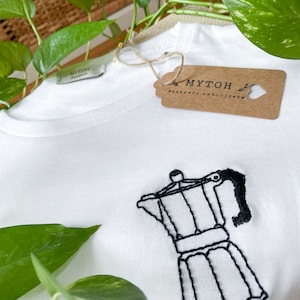 Hand-embroidered t-shirt/ Customized T-Shirt / Made in Italy /Moka's T-shirt / Embroidered tshirt