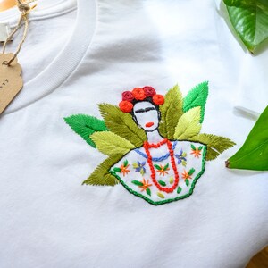 Frida Kahlo shirt / Hand-embroidered t-shirt/ Customized T-Shirt / Frida Kahlo /Embroidered tshirt image 2