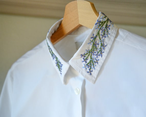 Hand-embroidered Shirt/ Customized Shirt / Flower's Shirt Hand-embroidered Shirt/ Customized Shirt / Flower's Shirt