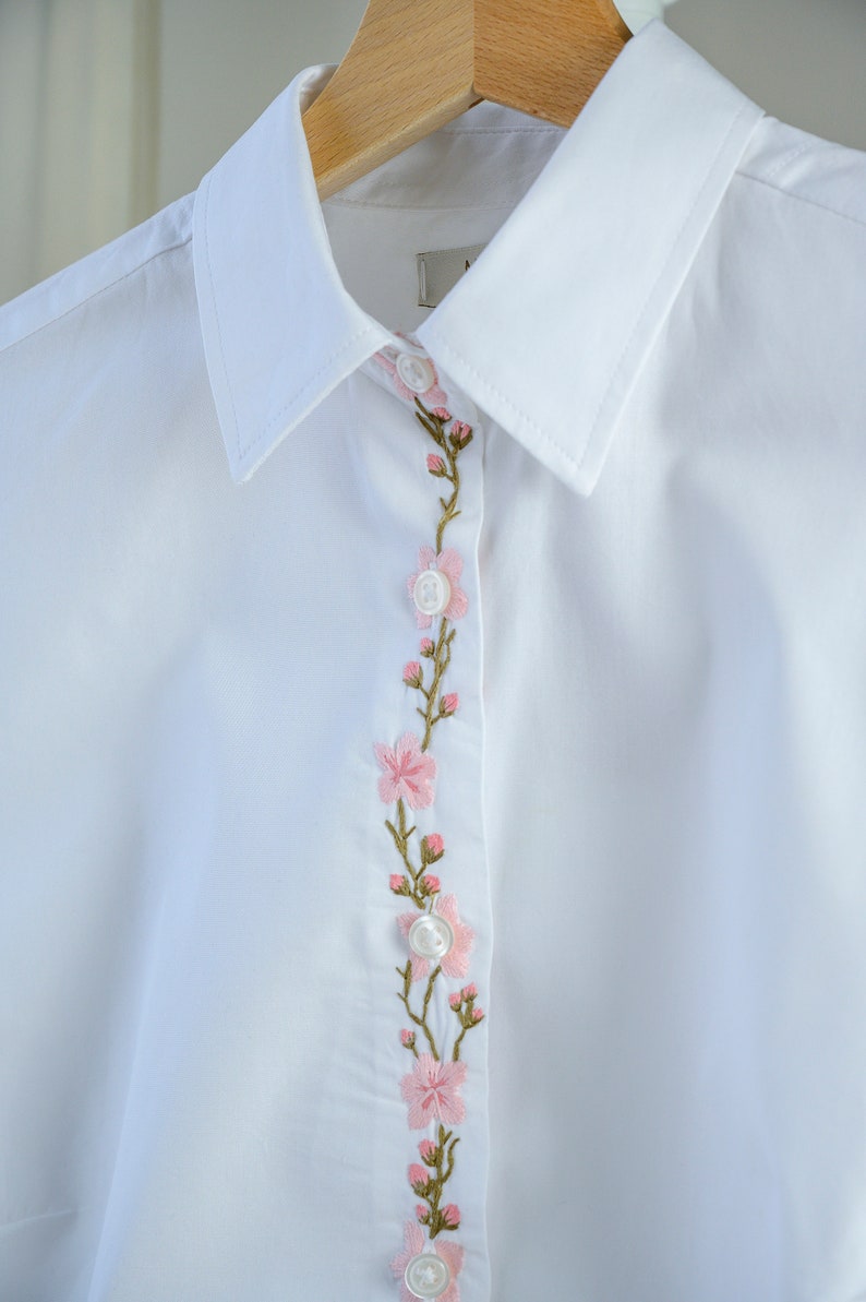 Handembroidered Shirt/ Customized Shirt / Flower's Shirt Etsy