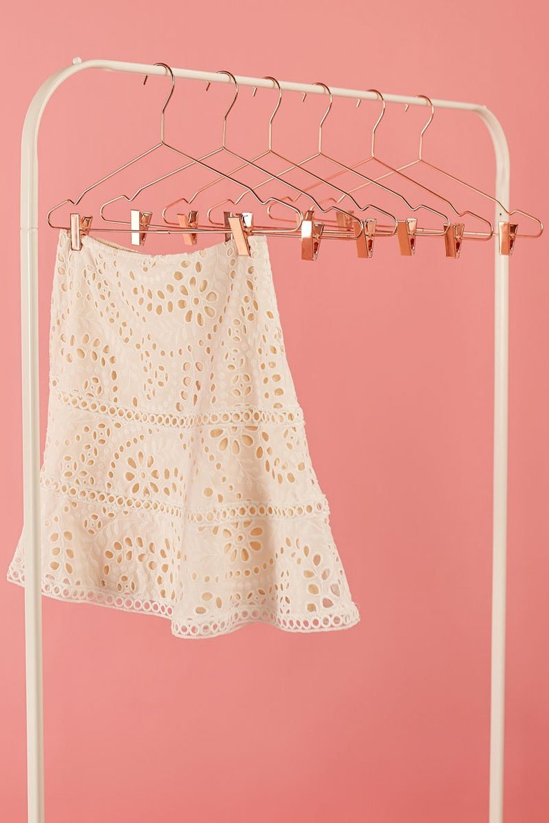 6 Pack Rose Gold Clothes Hangers with Notches & Clips Etsy
