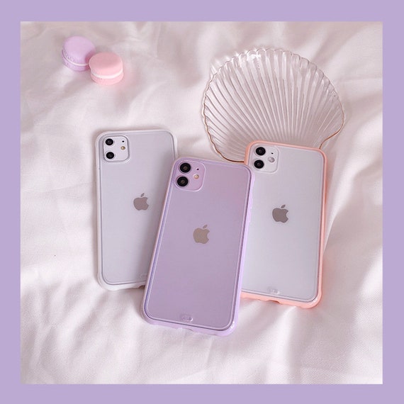 Iphone 13 Cases Macaron Pink Purple White Border For Iphone 12 Etsy Denmark