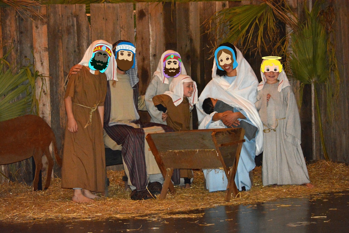 Nativity Scene Mask Template, Cutout Printable Mask, Pdf Cut Print