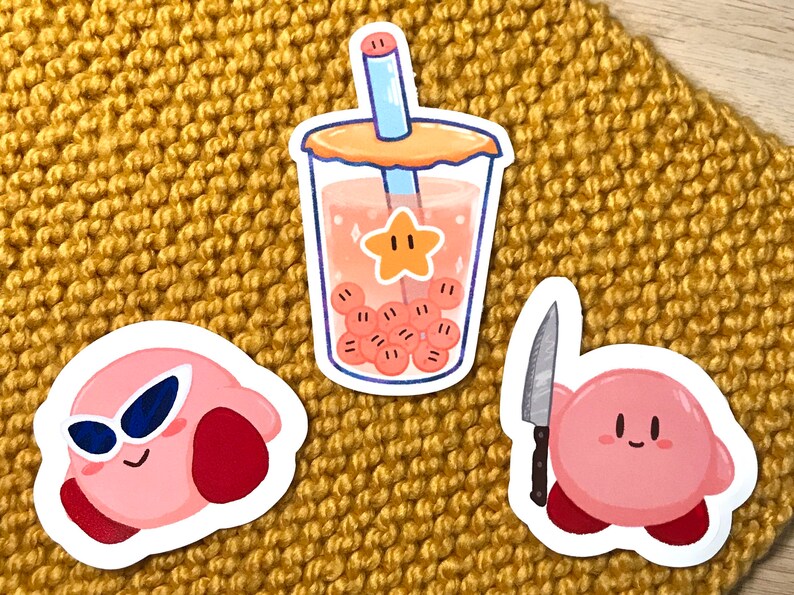 Boba Kirby Waterproof Vinyl Sticker Etsy